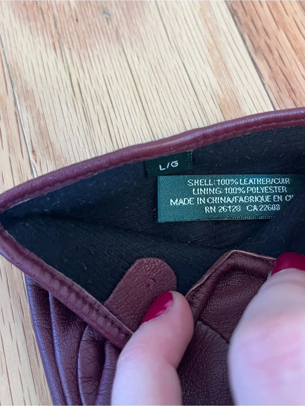 Ralph Lauren Burgundy Leather Gloves Monogram Old Money Preppy Women’s L